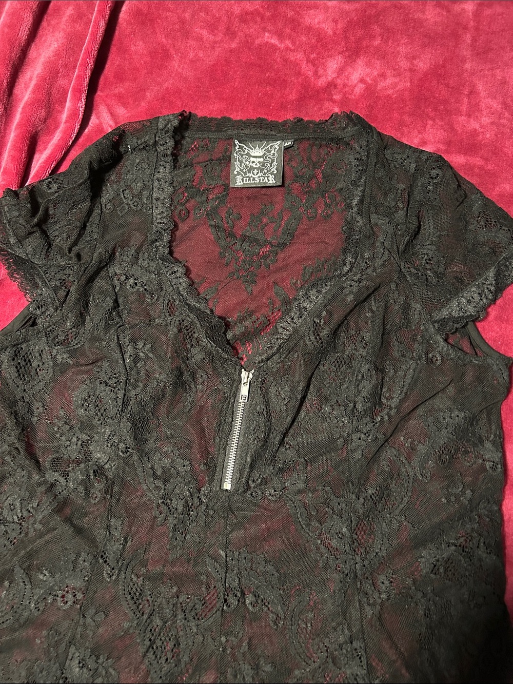 Killstar Black Lace Overlay Dress - Picture 2 of 5